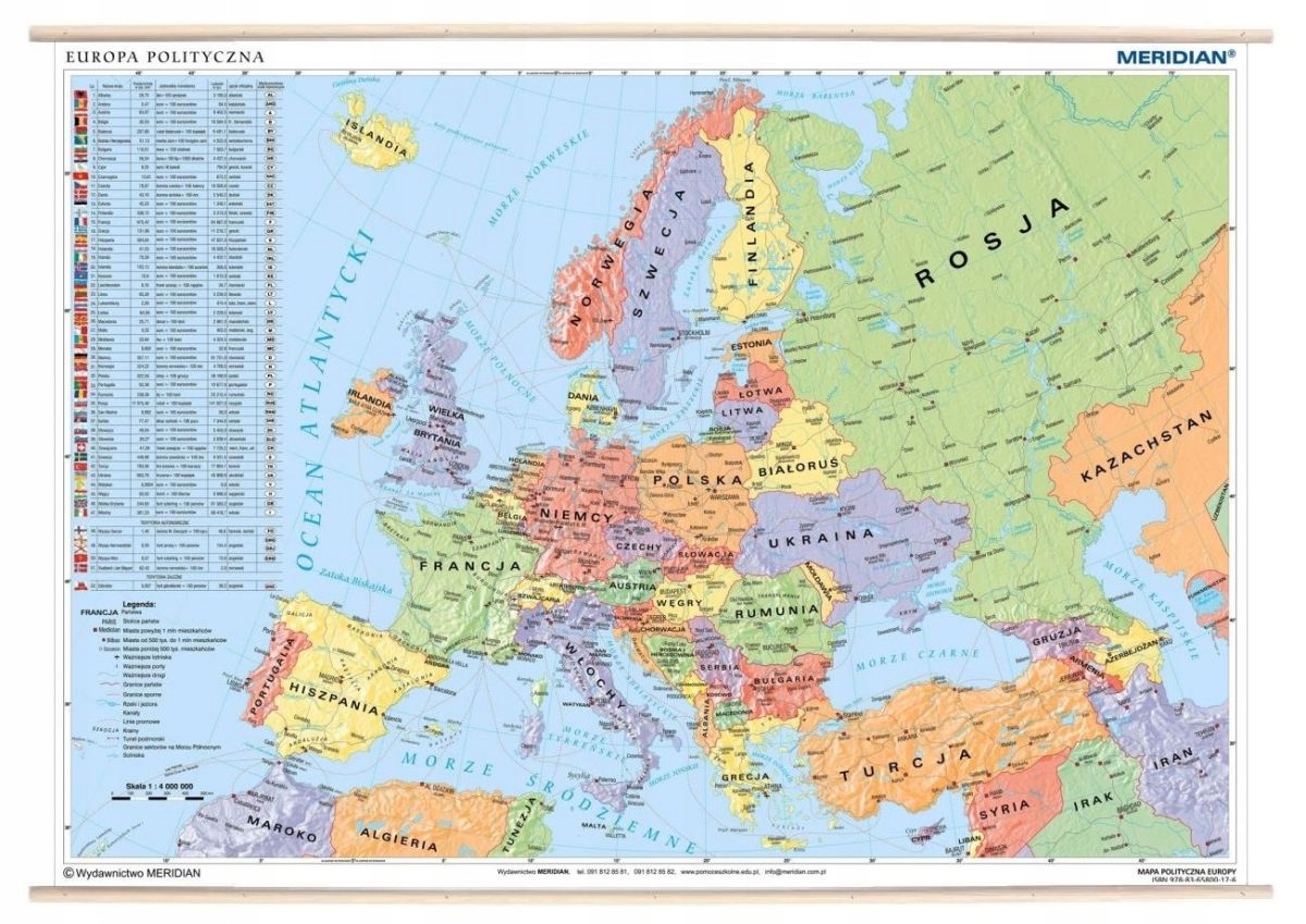 EUROPA MAPA ŚCIENNA POLITYCZNA DREWNIANE PÓŁWAŁKI 160 x 120