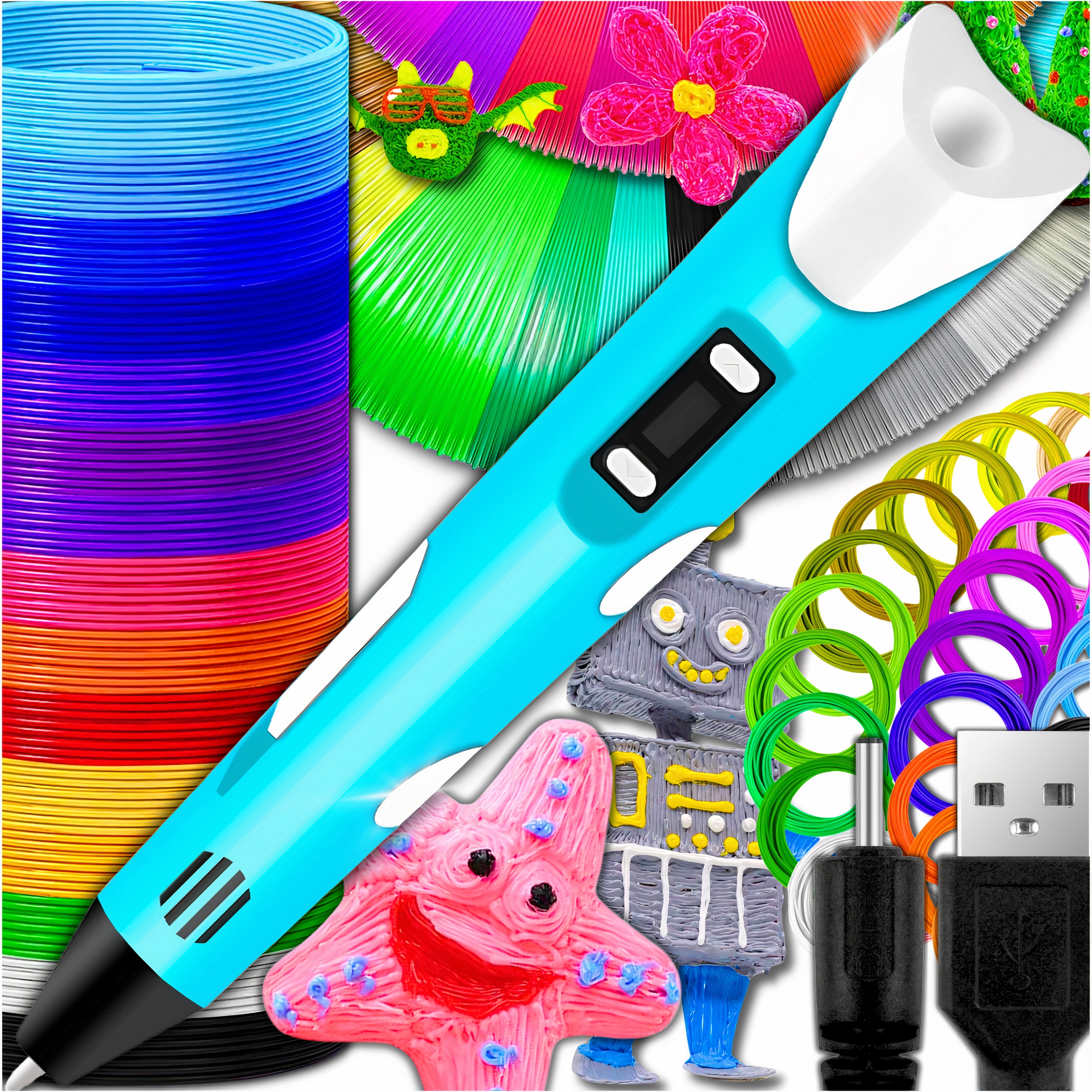 MINI DRUKARKA DŁUGOPIS 3D Dzieci 3 D PEN Magiczny + FILAMENT PLA 330 METRÓW