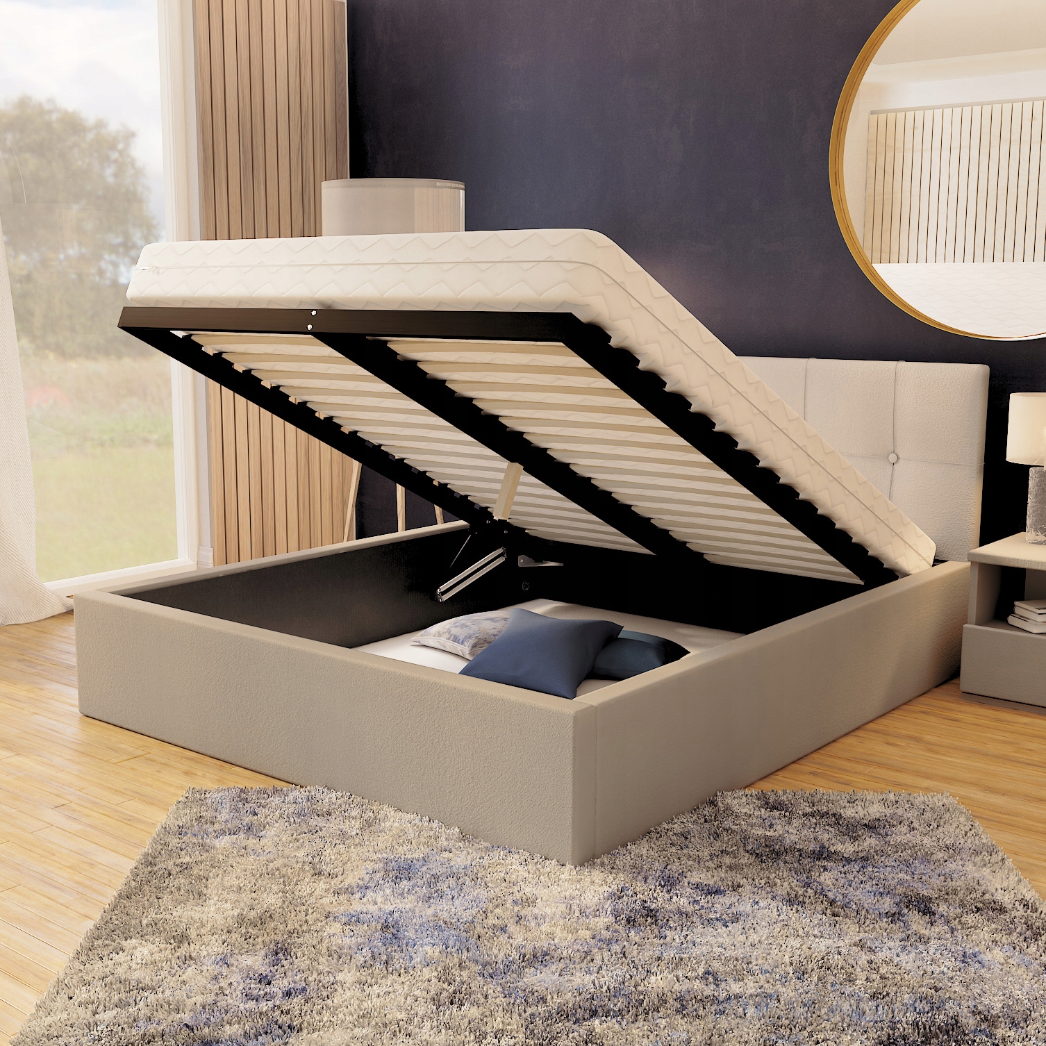 Lůžko 160x200 rošt dřevo matrace šedá Vegas Pm