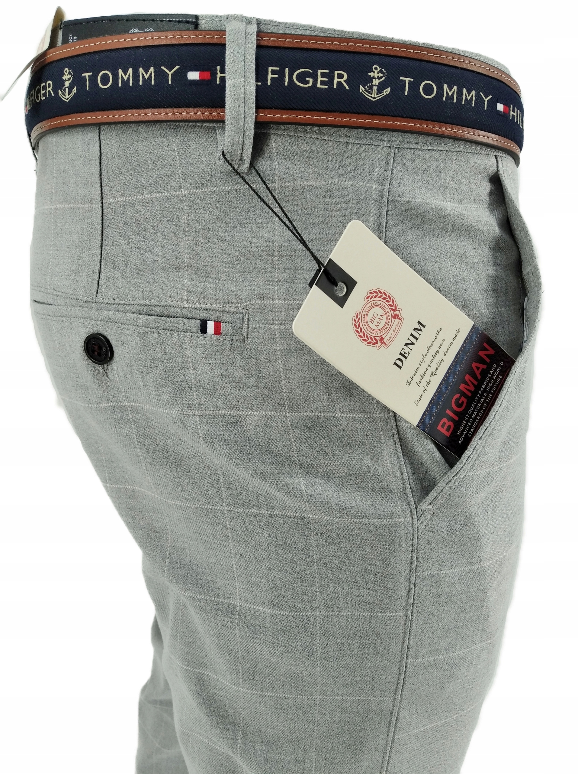 SPODNIE MĘSKIE ELEGANCKIE 24C KRATĘ W34 88-90 CM