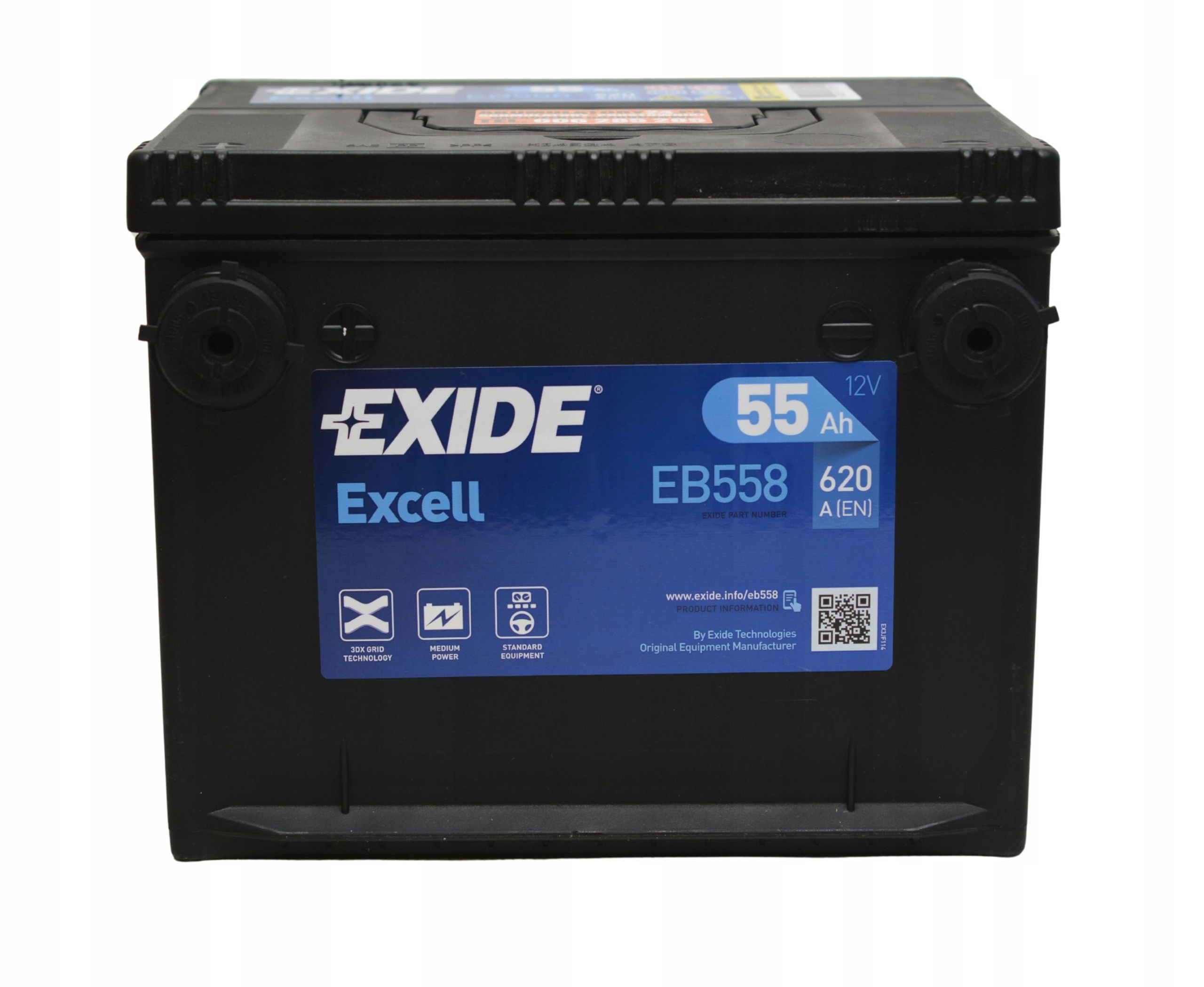 Exide EB558 Excell 55Ah 620A L+ Eb 558