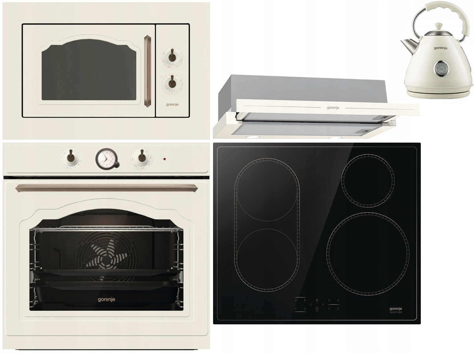 Zestaw RETRO GORENJE BOS67372CLI + BHP62CLI + GI6421CLBSC+ BM235CLI Kremowy