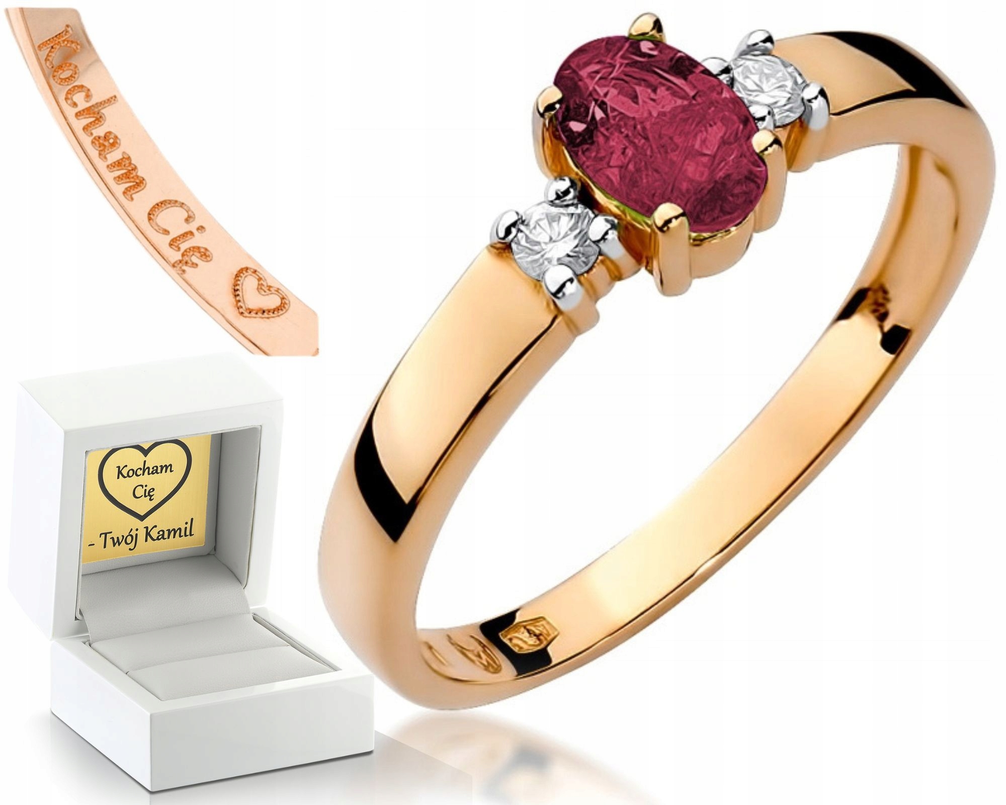 Růžový Zlatý Prstýnek S Rubínem A Brilianty