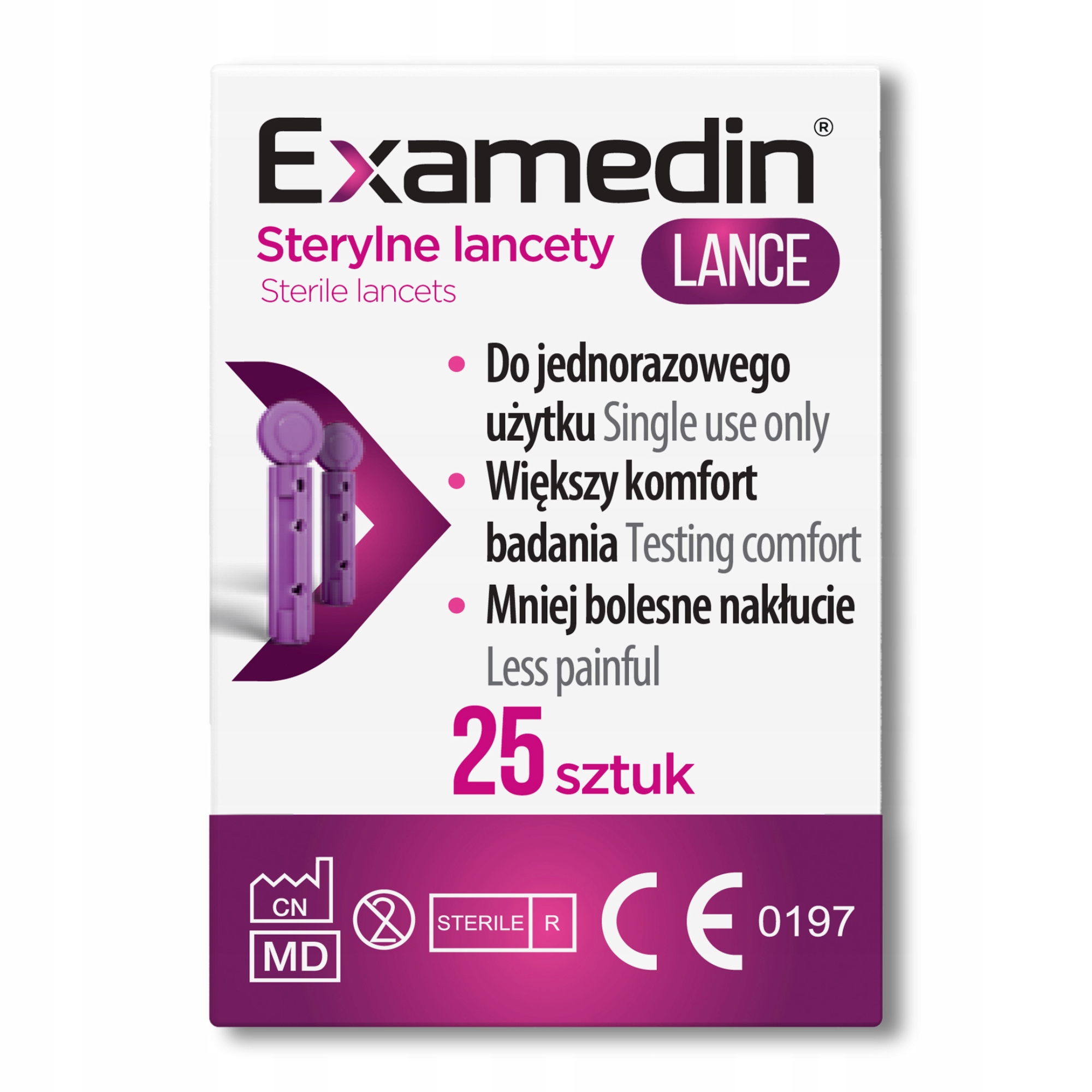 Lancet Examedin Sterylne Lancety Ostrza 25 szt.