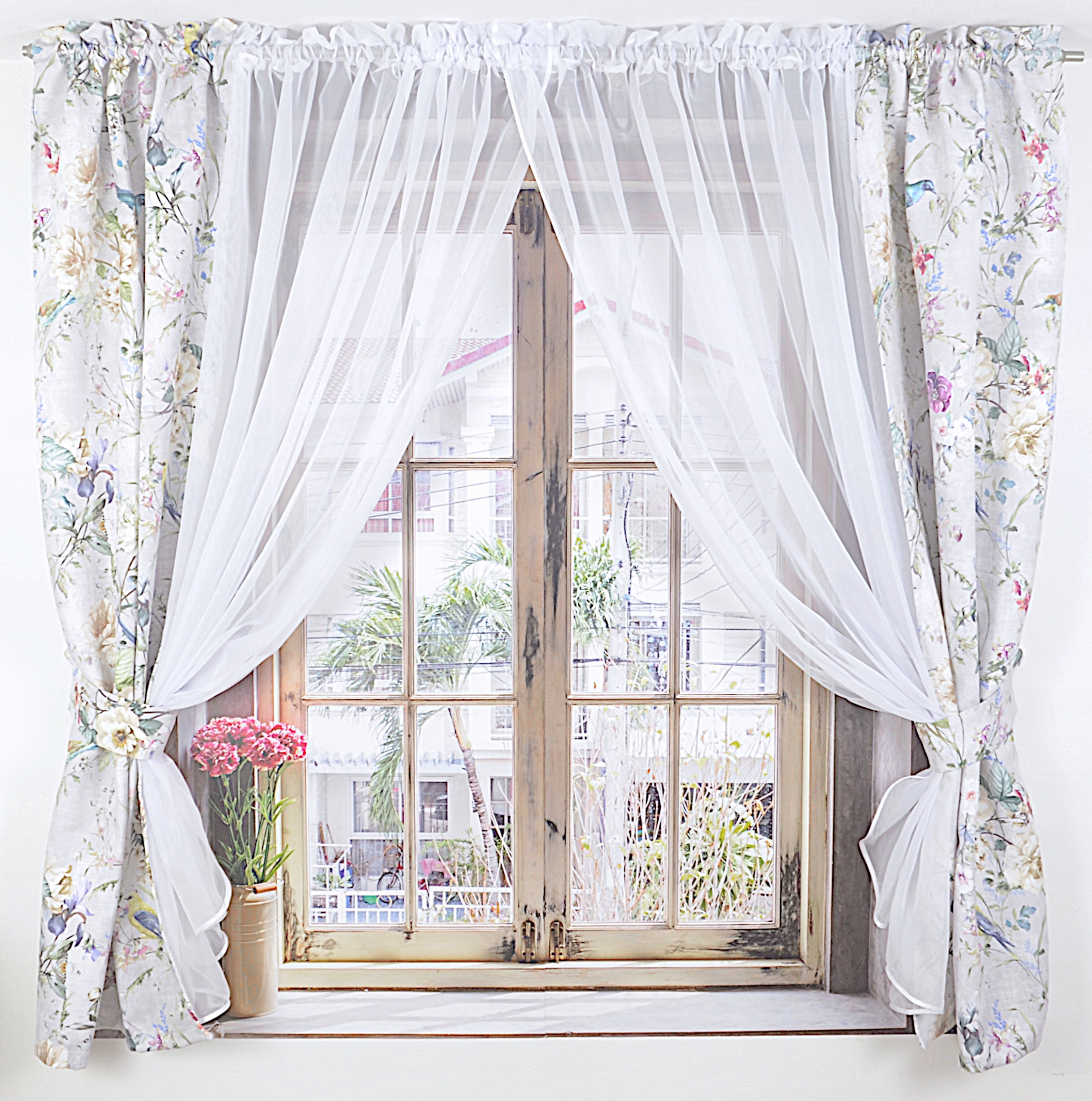 

Zestaw firana zasłony 400x160 woal ptaki