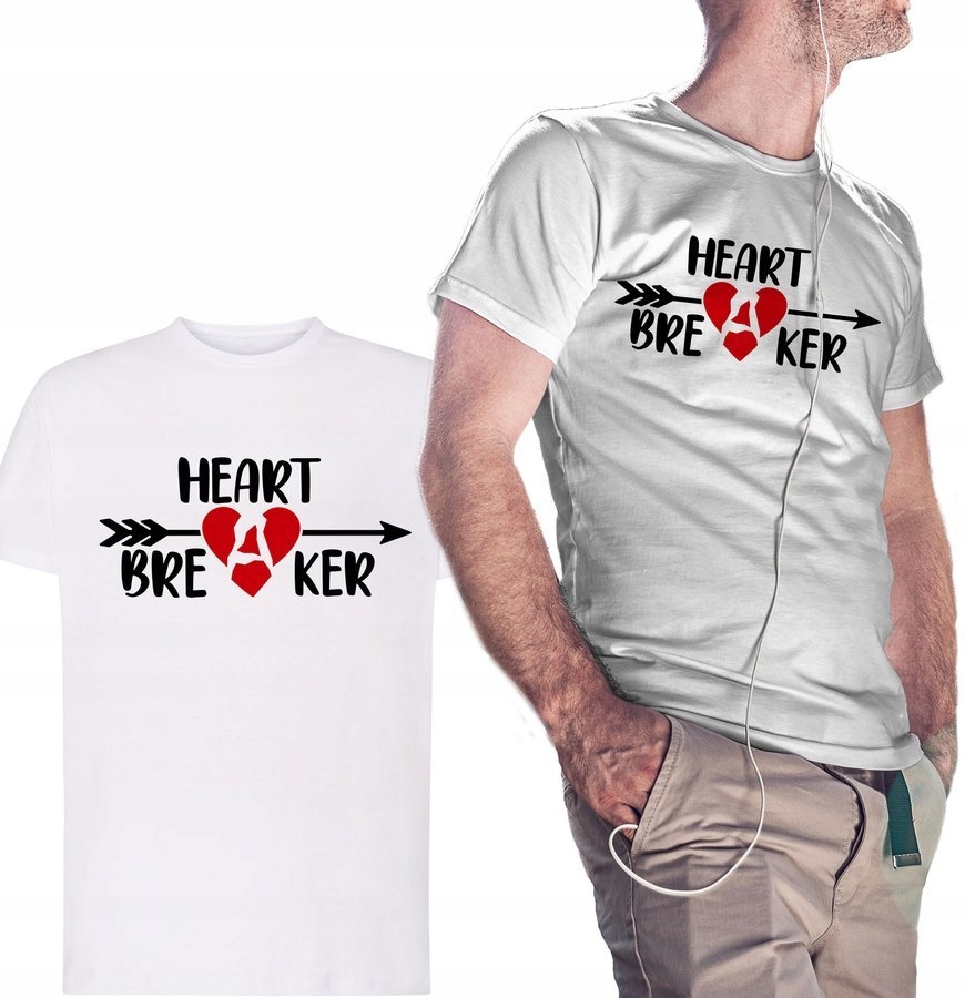 

Koszulka męska Heartbreaker, na prezent, biała S