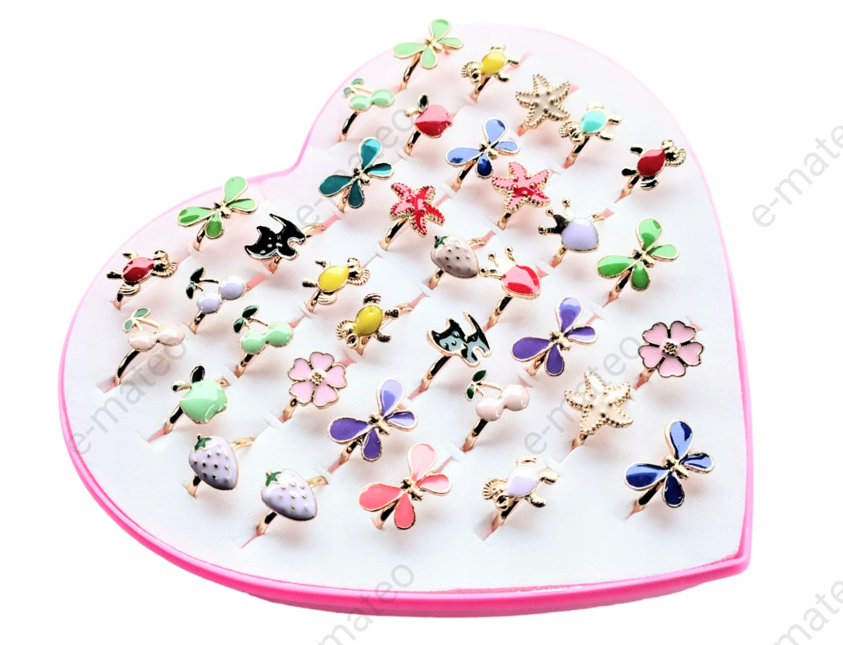 PIERŚCIONKI dla Dziewczynki Zestaw BIŻUTERIA 36szt Stan opakowania oryginalne