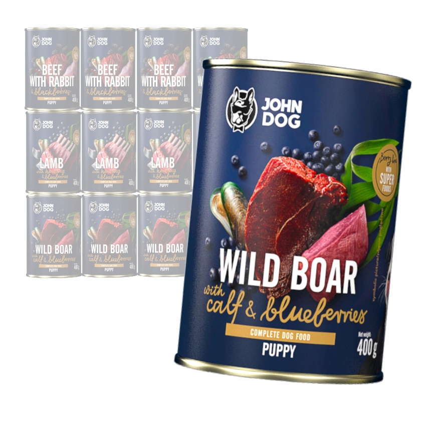 John Dog Berry Vlhké Krmivo MIX 3 Příchutí Pro Štěňata 12x400g