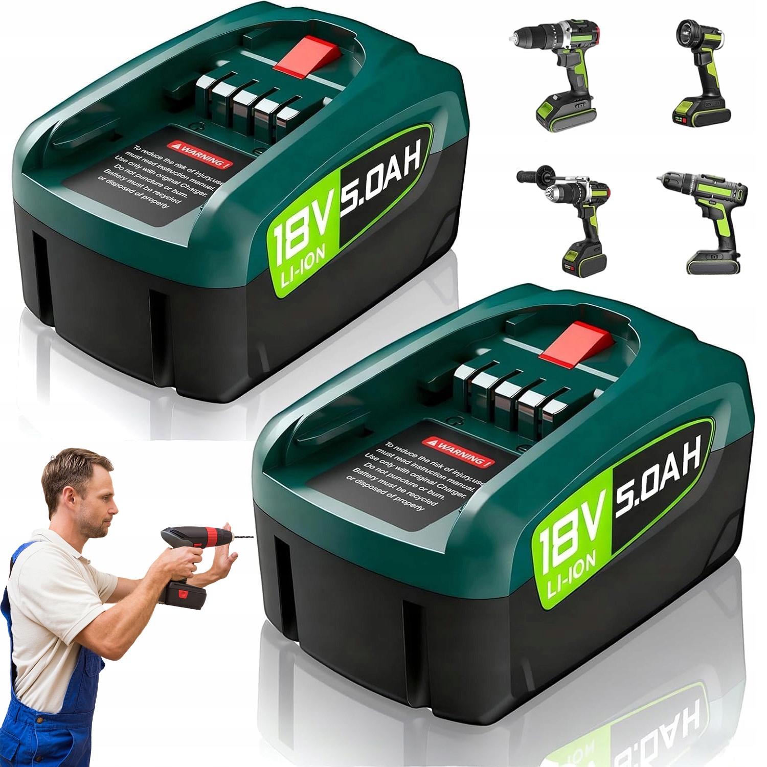 Ultra Pojemny Akumulator Li-ion Do Bosch 18V 5AH Gardena Pba Psr Psb 2SZT