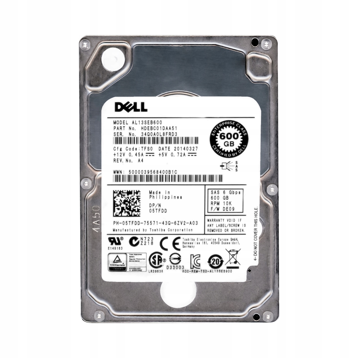 Dell 05TFDD 600GB 10K 64MB SAS-2 2.5'' AL13SEB600