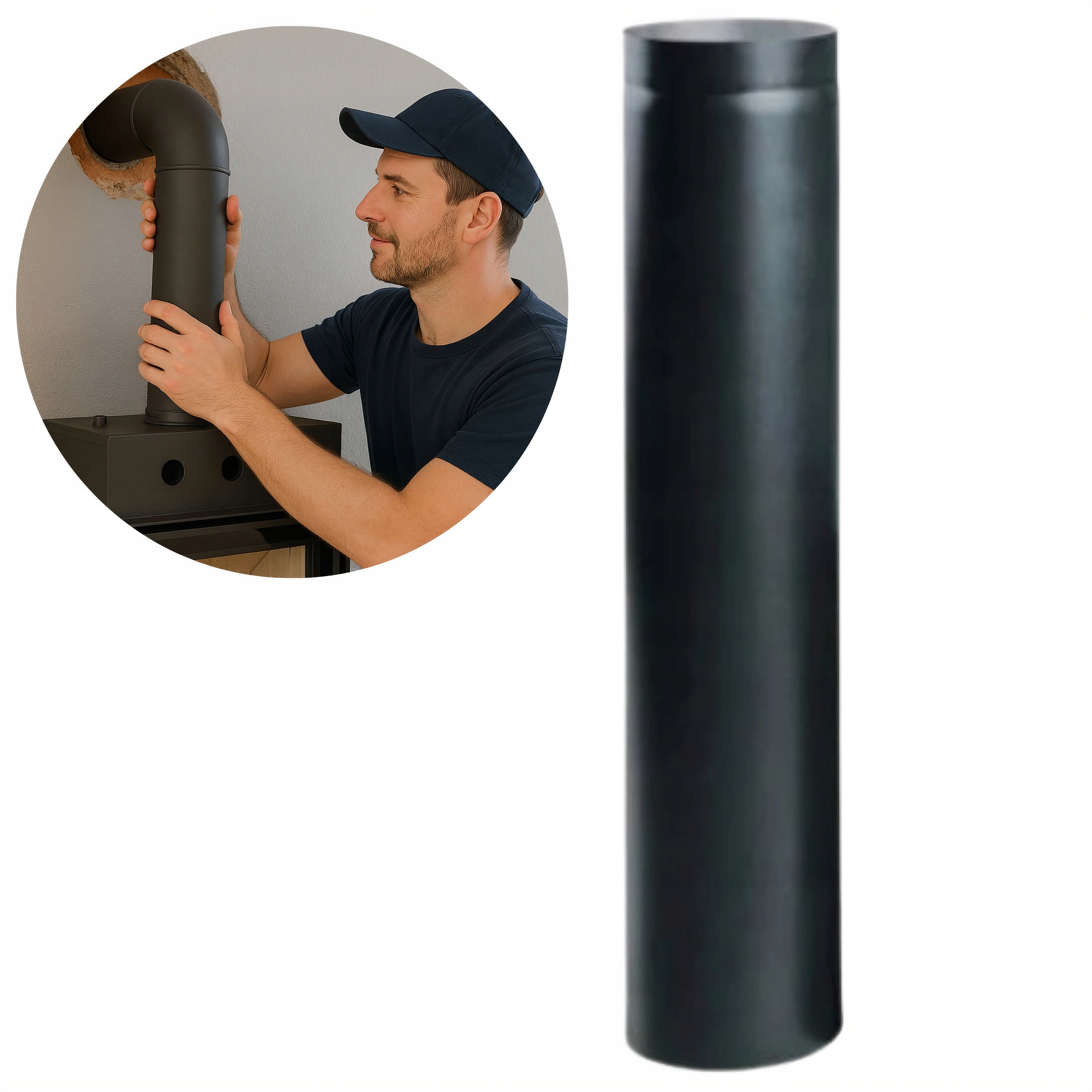 Rura spalinowa czarna fi 130/1000 mm do pieców i wkładów na drewno Darco