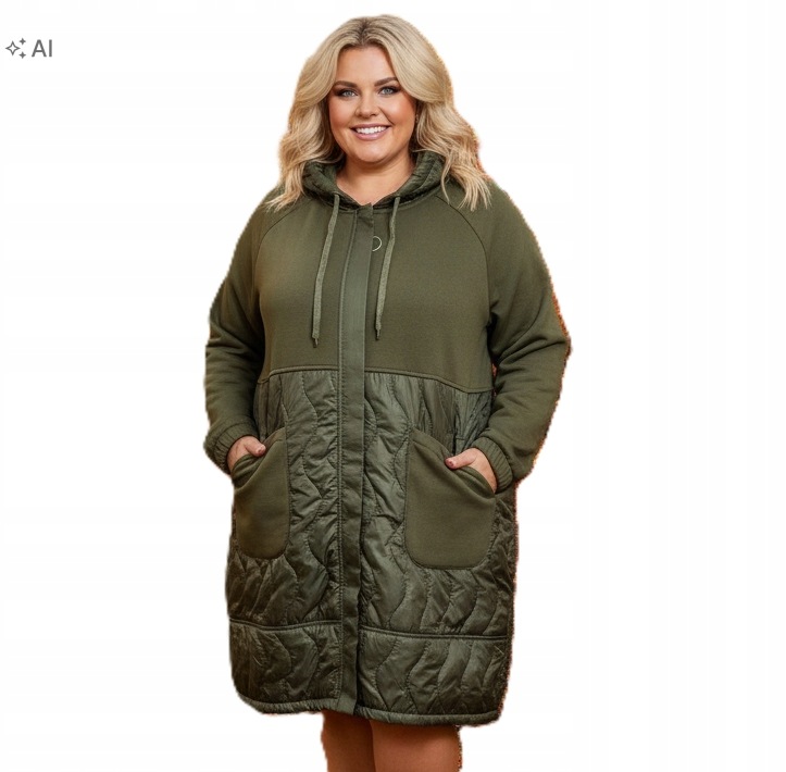 Dámská bunda Parka na zip s kapucí, prošívaná, zateplená, 56 58