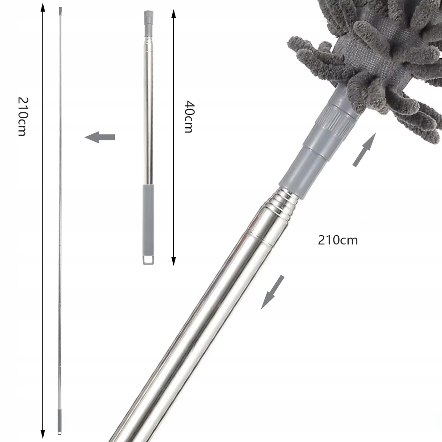 Teleskopická metla na prach 3v1 250 cm kartáč smetáček sada XXL
