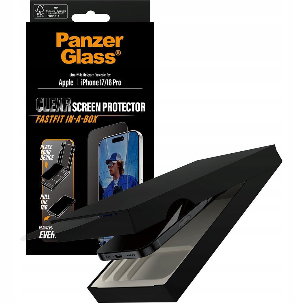 Tvrzené sklo PanzerGlass pro iPhone 16 Pro/17, kryt, 9H, odolné