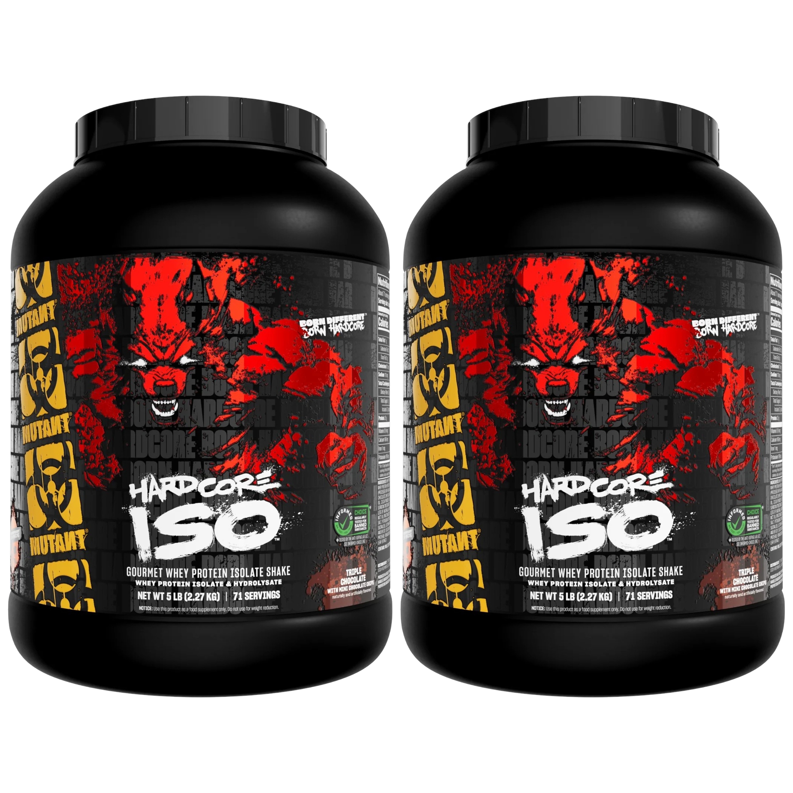 2x Proteinový Izolát Mutant Hardcore Iso 2270 g Wpi Izolát Doplněk Stravy Čokoládová hmota