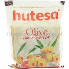 Hutesa Zelené olivy s paprikovou pastou 180 g