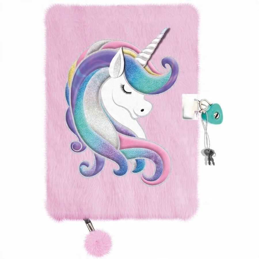 

Pamiętnik Pluszowy Z Kłódką Notes Włochacz Unicorn