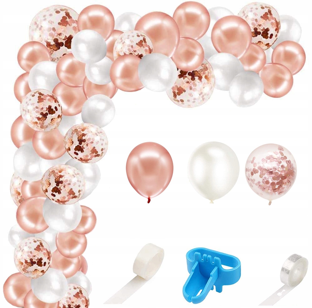 

Girlanda Balonowa Rose Gold z akcesoriami 100szt