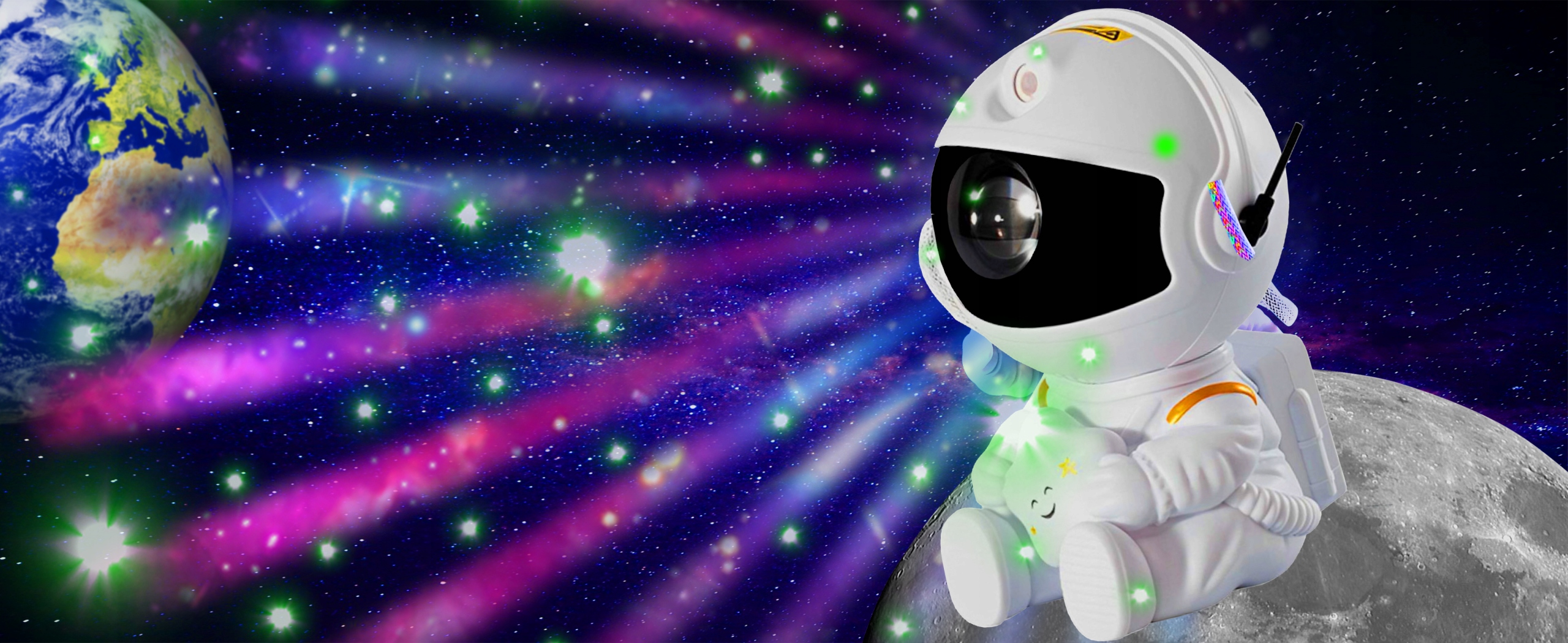 PROJEKTOR GWIAZD ASTRONAUTA LAMPKA NOCNA DLA DZIECI RZUTNIK LASEROWY PILOT Bohater / Bajka Inny