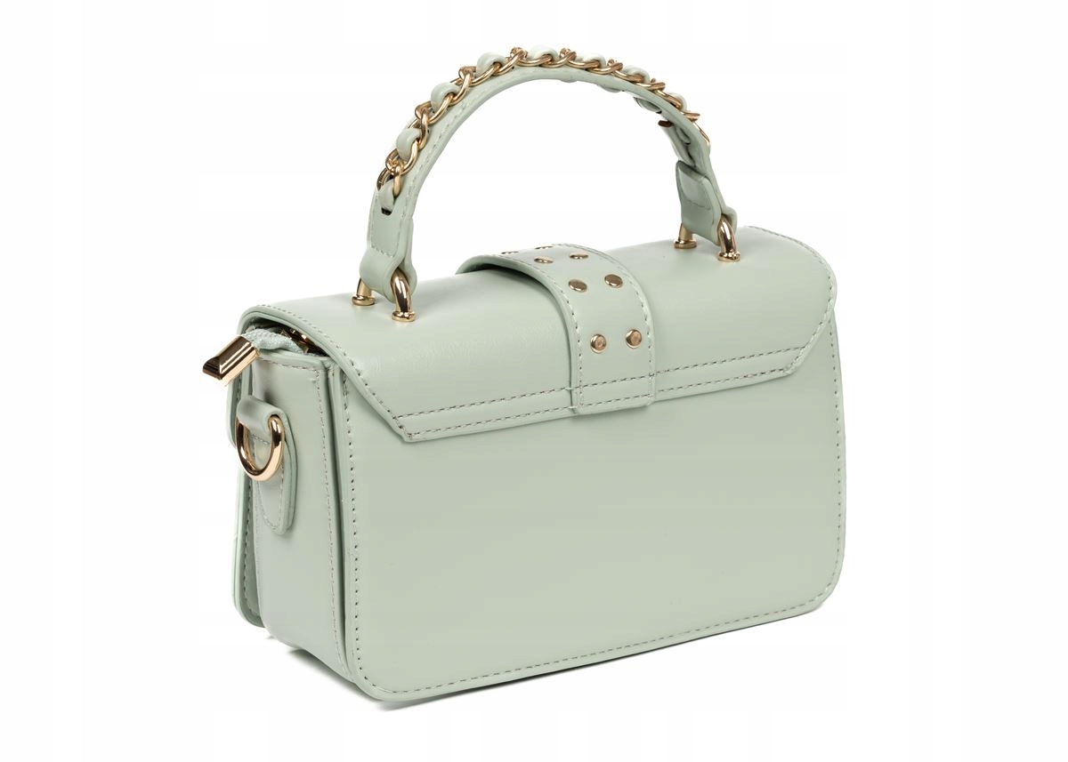 SELEDYNOWA TOREBKA DAMSKA KUFEREK Z DŻETAMI MATOWA Cechy dodatkowe dżety