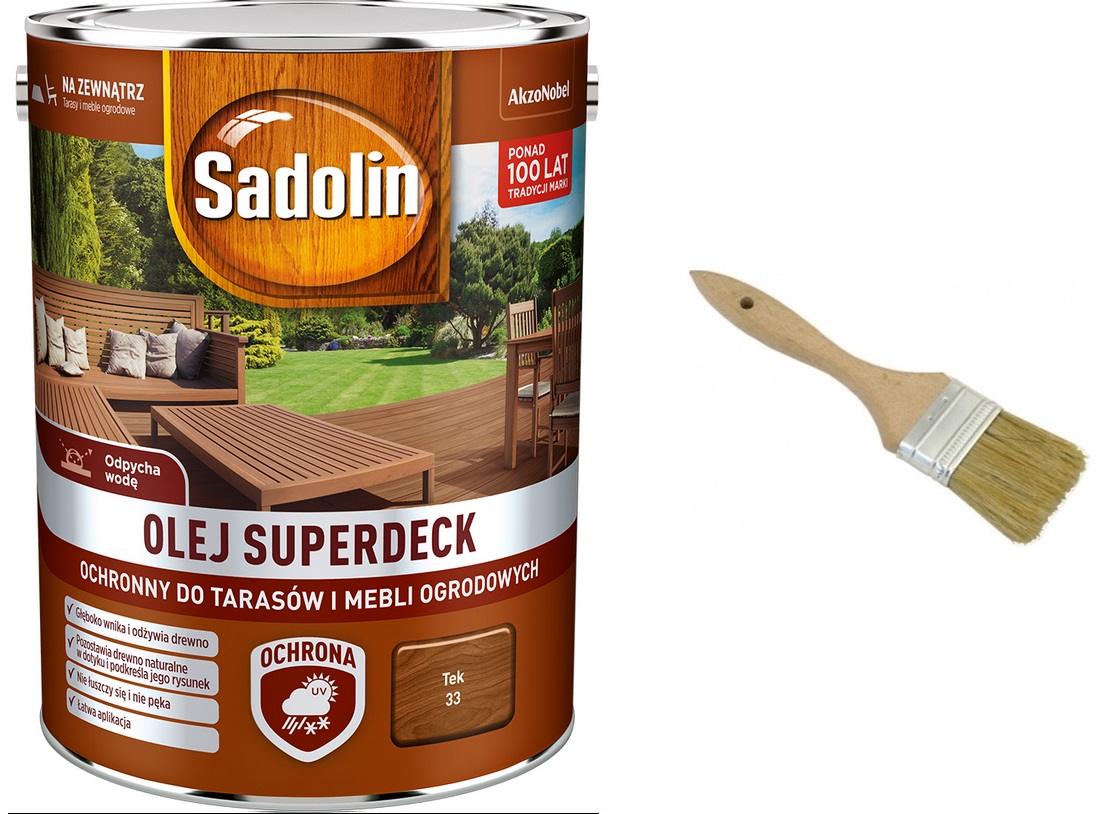 

Sadolin Superdeck olej do drewna, tek, 5l Pędzel