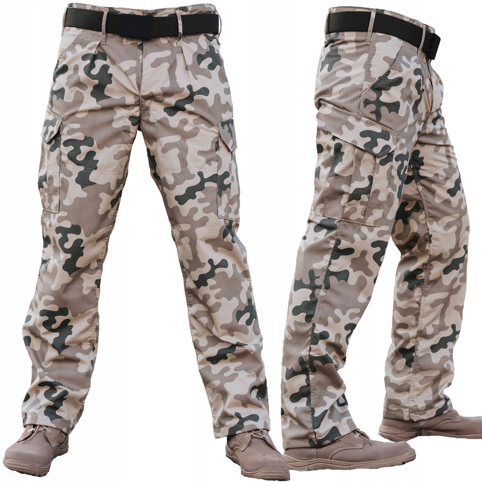 Spodnie wojskowe Pustynne Rip-stop Bojówki r. XL