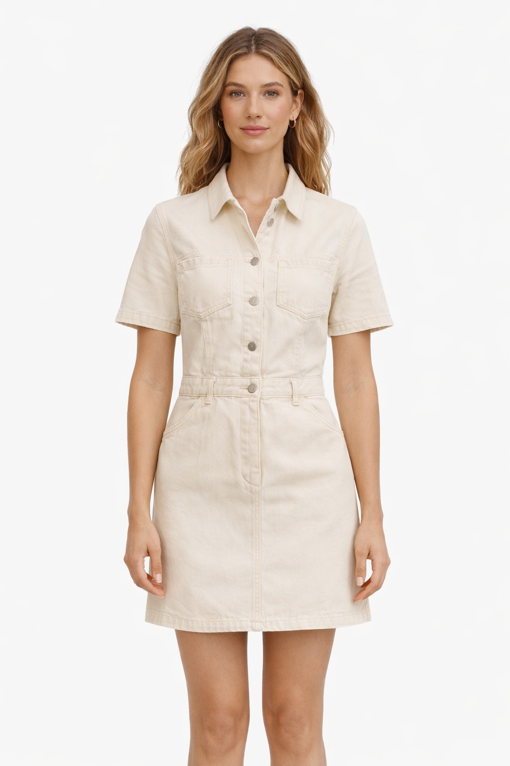 Šaty S Krátkým Rukávem A Knoflíky, Velikost I4A