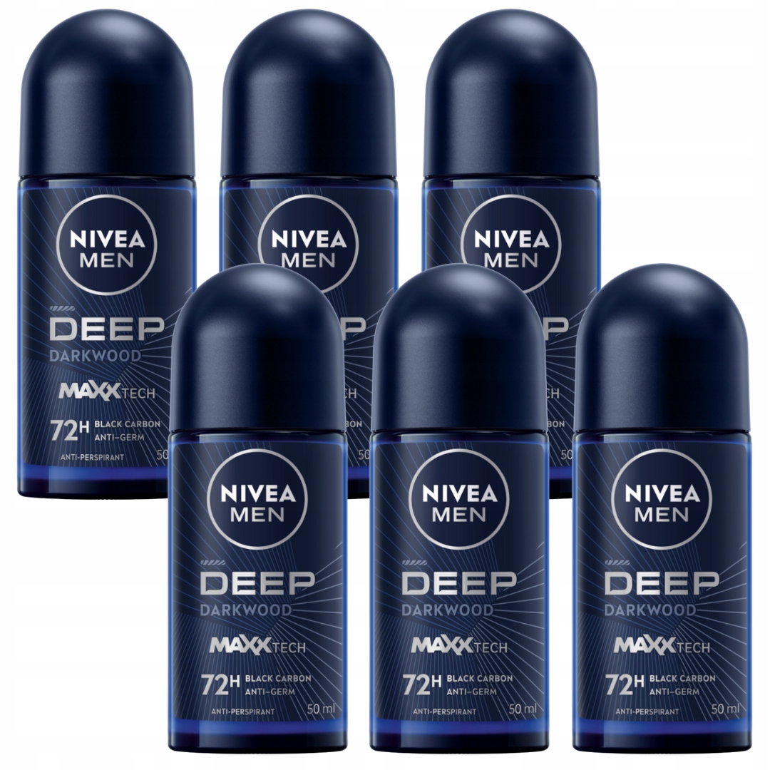Nivea Men Deep Darkwood Antiperspirant pánský s antibakteriálními kuličkami 50 ml x 6 ml