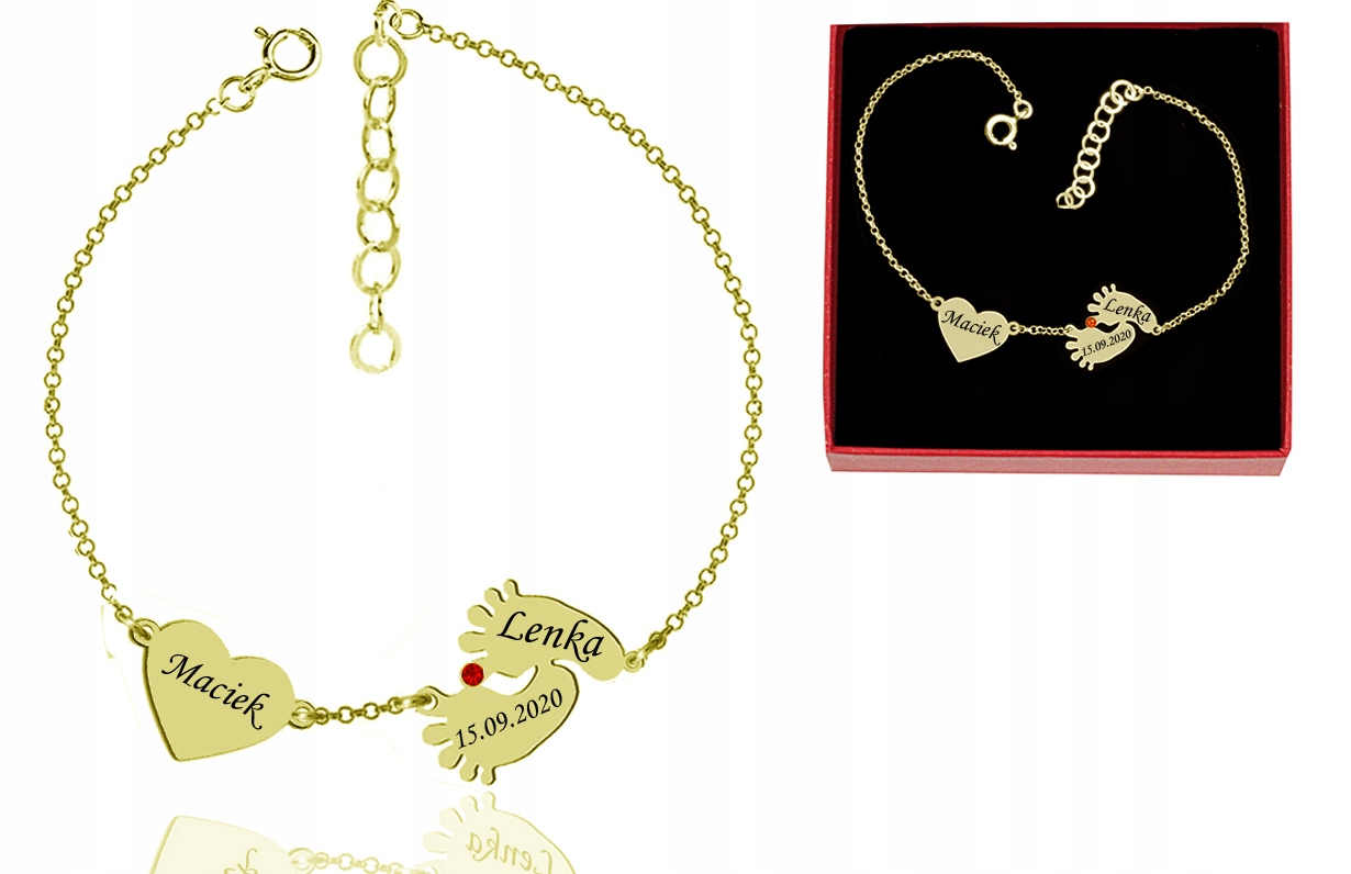 

Bransoletka Stópki Serce Grawer Swarovski 24K