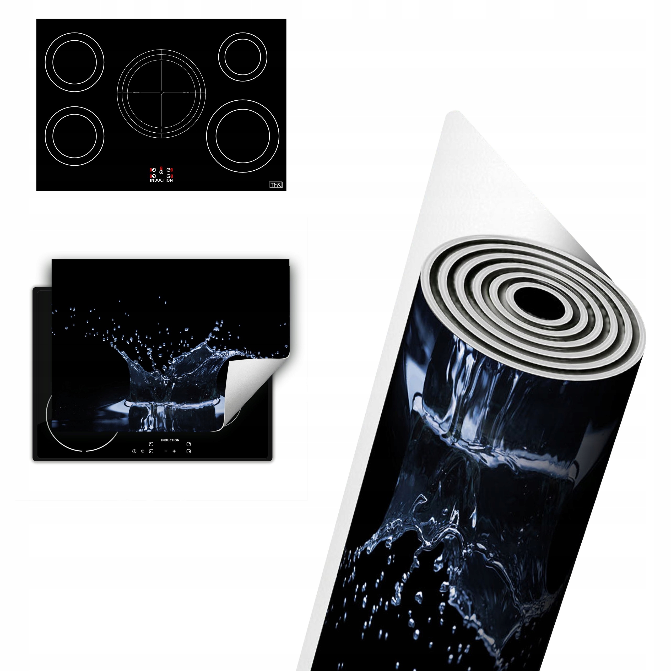 Vinylová Ochrana Na Indukci Desky 80x52 černá voda