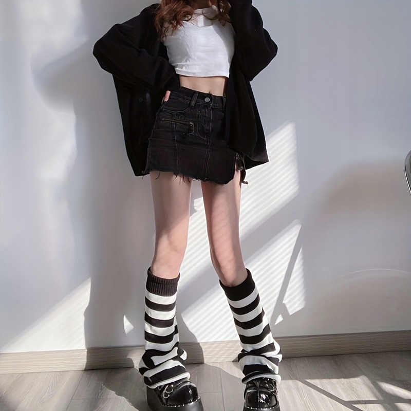 2 PARY SOLID STRIPED KNITTED LEG WARMERS POŃCZOCHY DAMSKIE POŃCZOSZNICZE Stan opakowania oryginalne