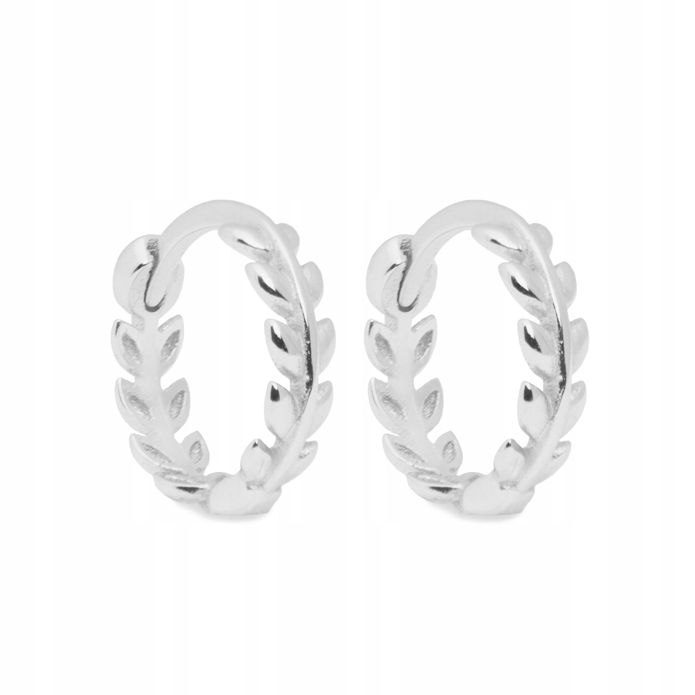 Kolczyki koła srebrne Ania Kruk listki gałązki 1 cm srebro 925