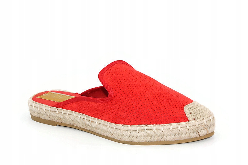 

4821 Red Czerwone Klapki Damskie Espadryle R.38