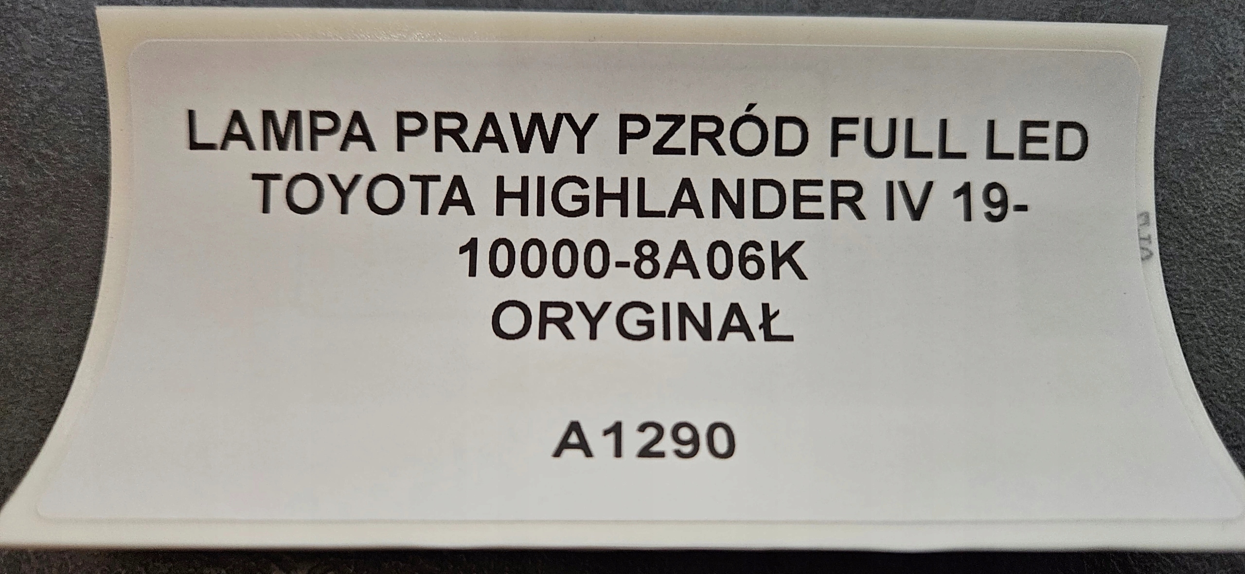 light right front FULL LED TOYOTA HIGHLANDER IV 19- original 10000-8A06K