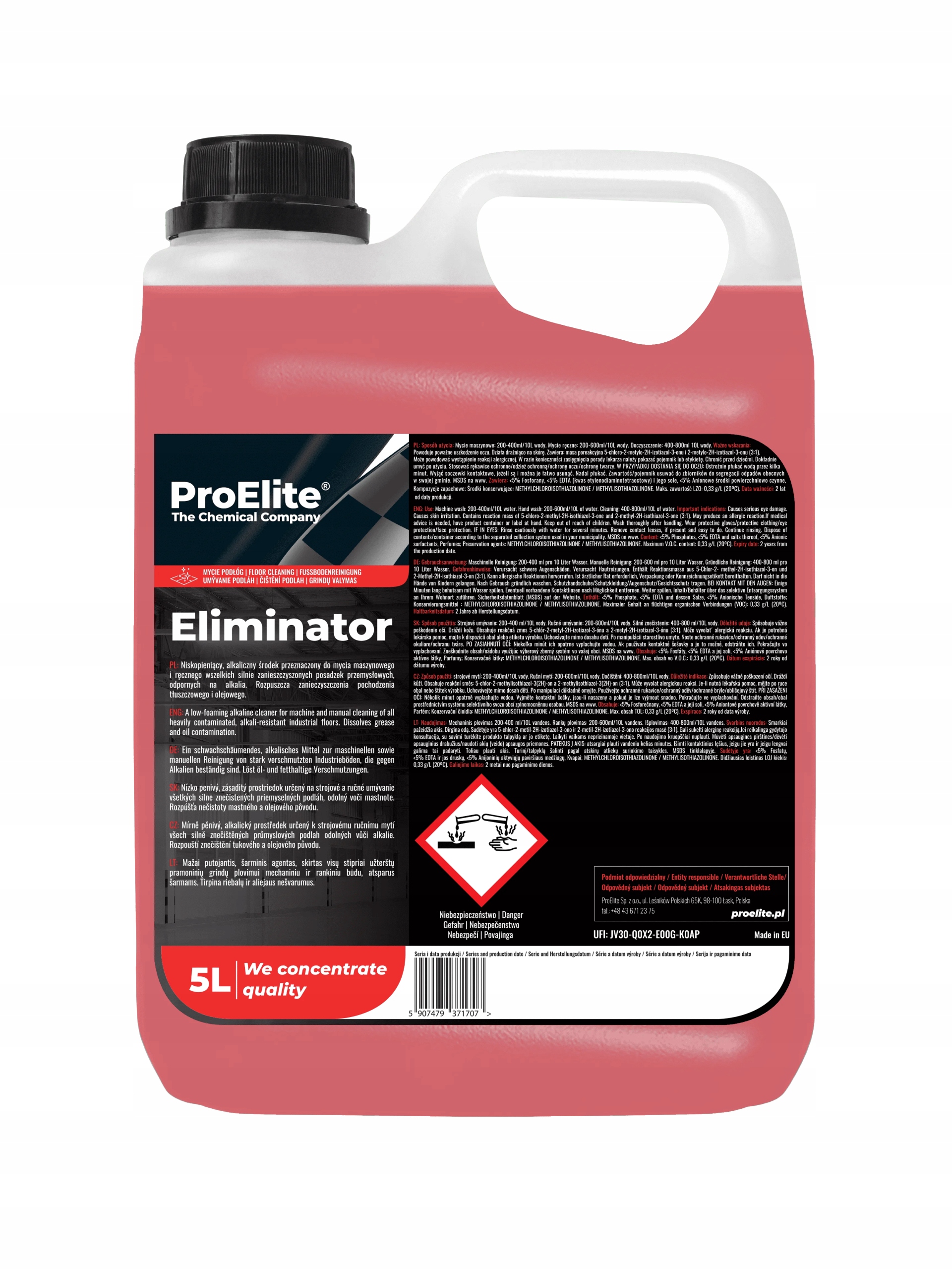 PROELITE _ ELIMINATOR 5L _ NISKOPIENIĄCY PŁYN DO MASZYNOWEGO MYCIA PODŁÓG