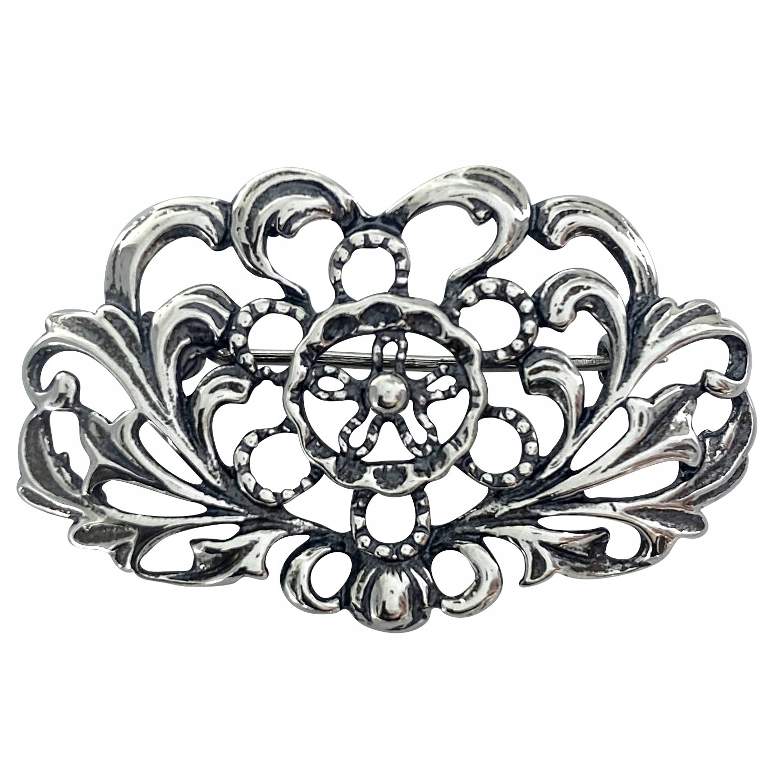 Krásná Stříbrná Brož S Zářezy 925 K Saku