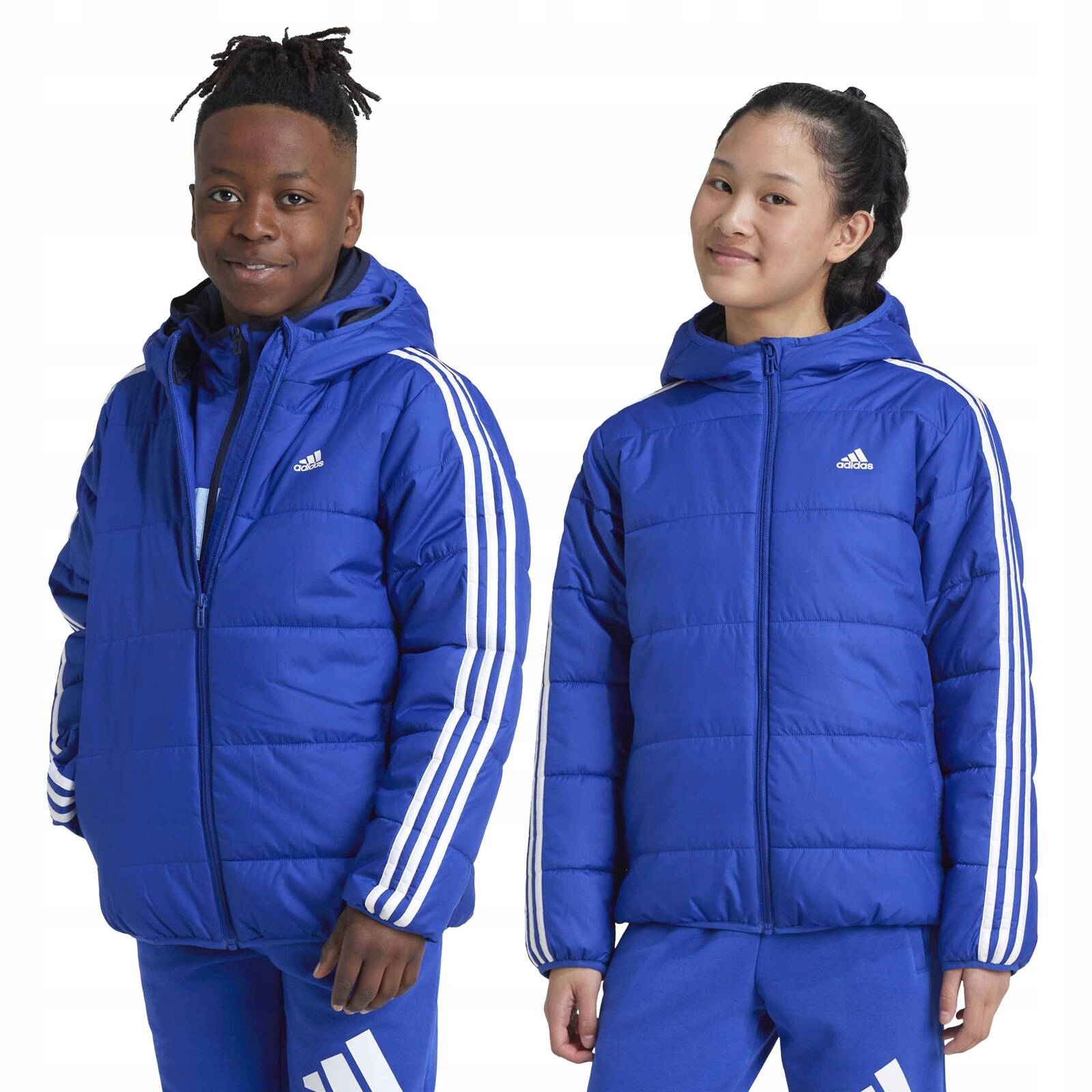 Adidas J Ess 3S Pad IW0543 Kurtka Dziecięca Ocieplana Niebieska