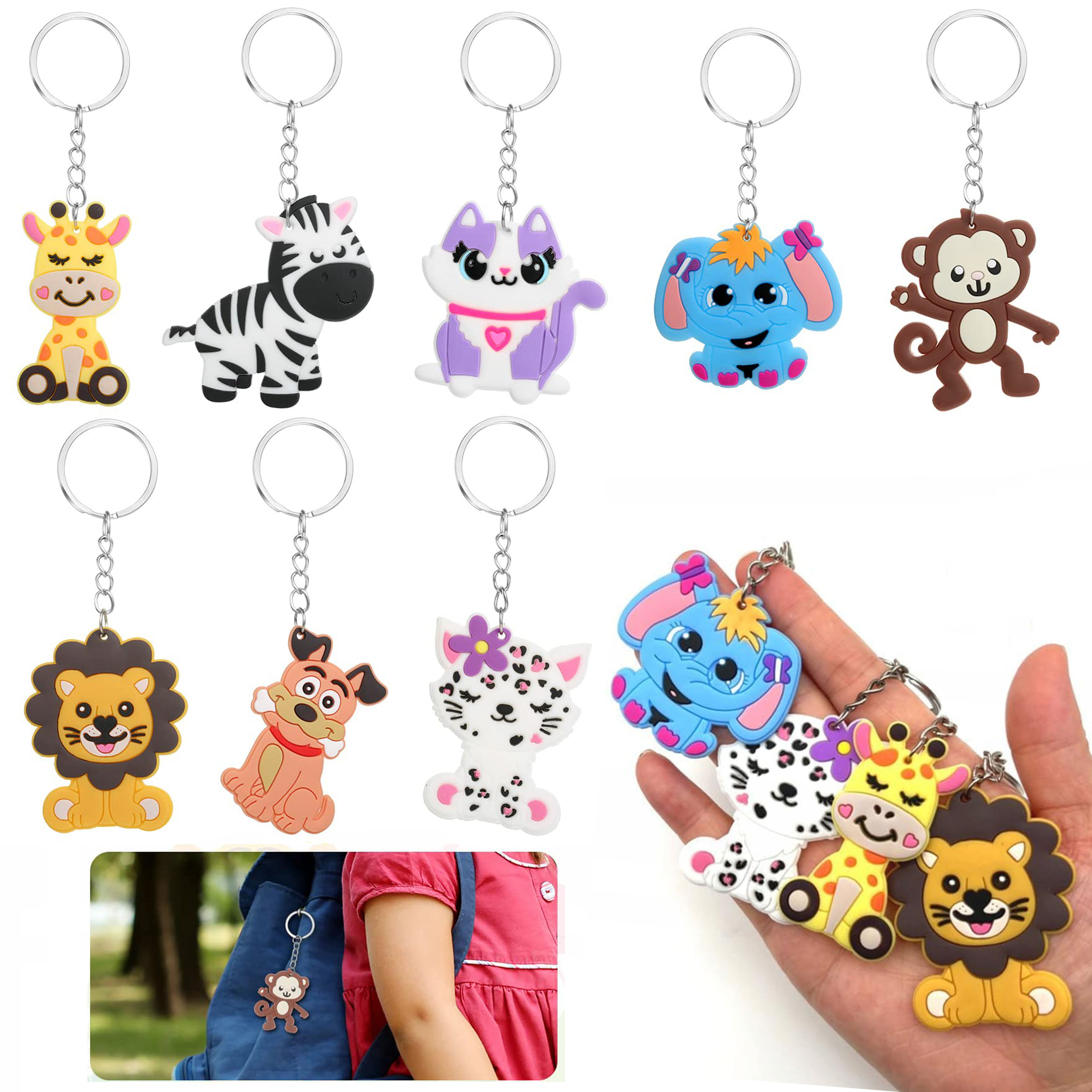 32x Breloki Do Kluczy Zawieszki Zwierzątka Silikonowe Zestaw Dla Dzieci