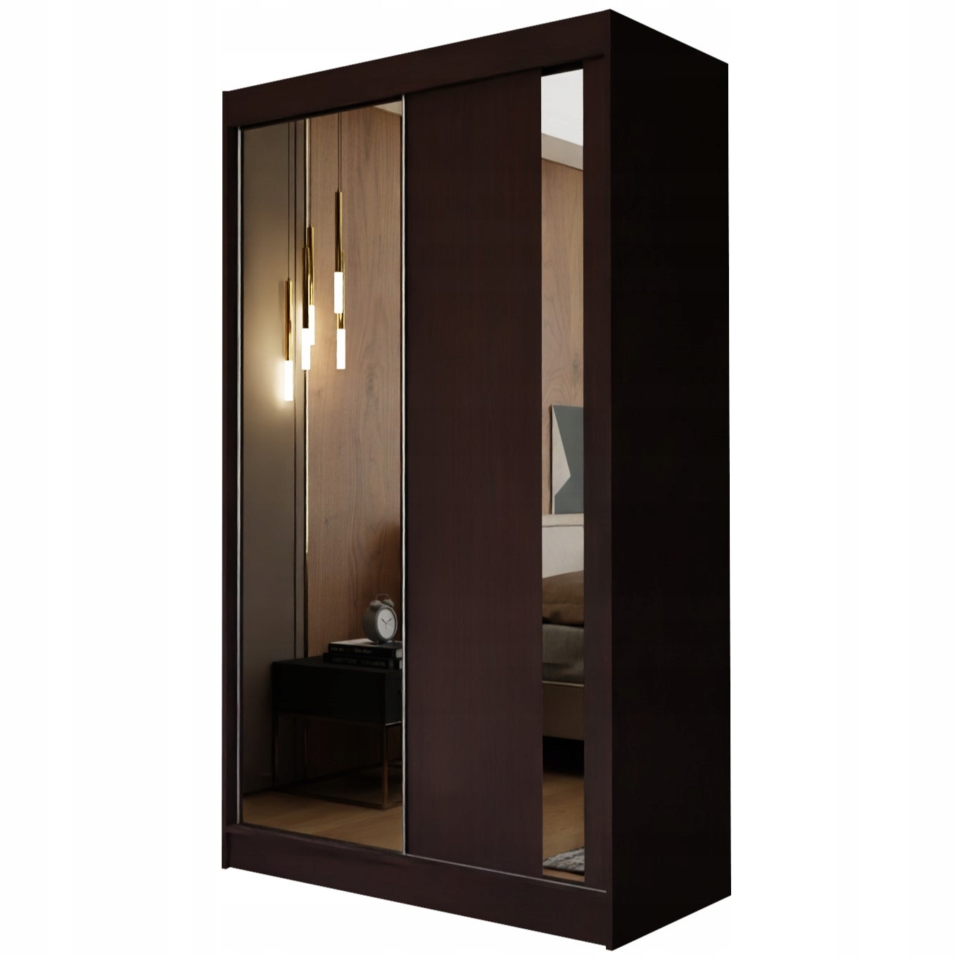 Skříň Posuvná Grazia 120 cm se zrcadlem Skříň Dvoudveřová Wenge