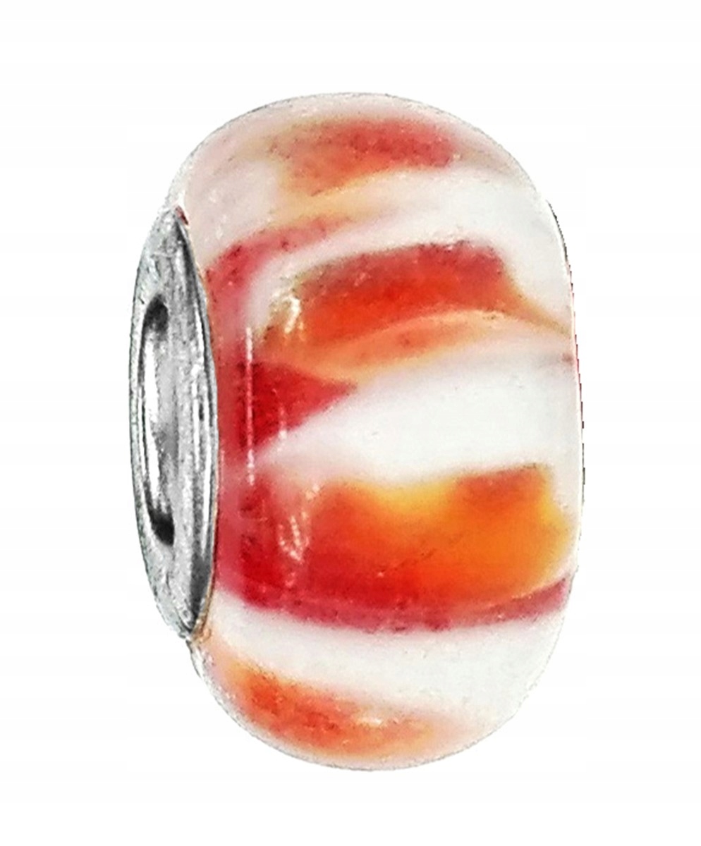 

Zawieszka beads - pomarańczowy w białe kwiaty