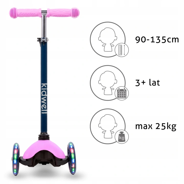 HULAJNOGA TRÓJKOŁOWA dla dziewczynki Kidwell UNO Hamulec tak