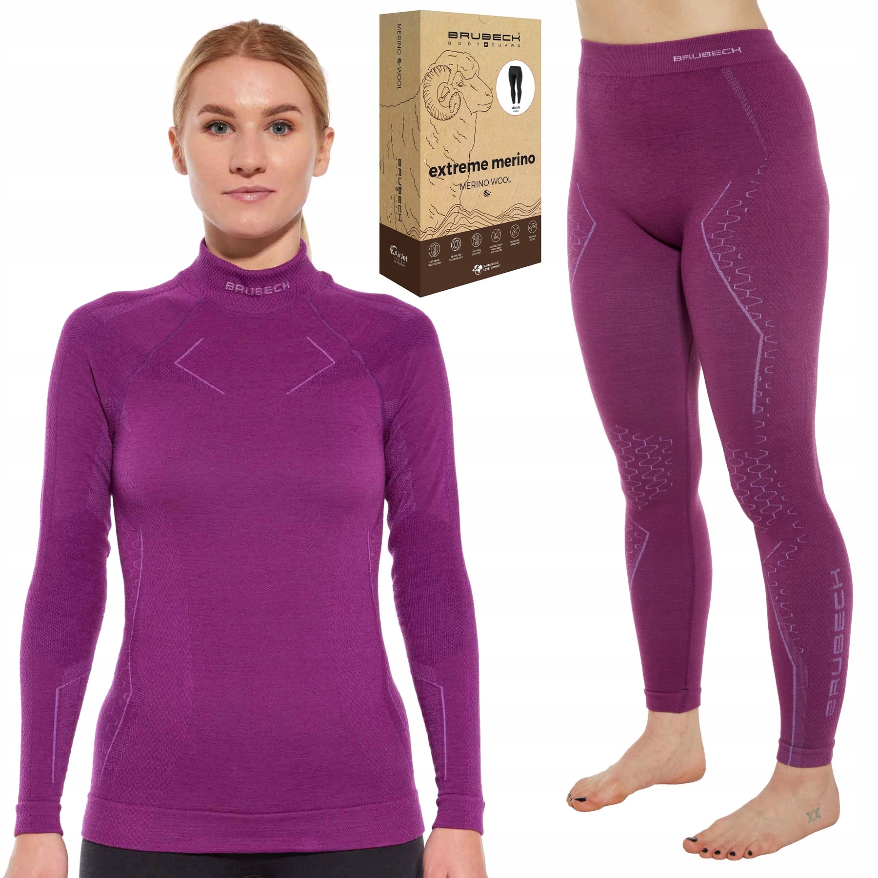 Termoaktivní spodní prádlo Dámská vlněná Mikina Legíny Brubeck Merino L