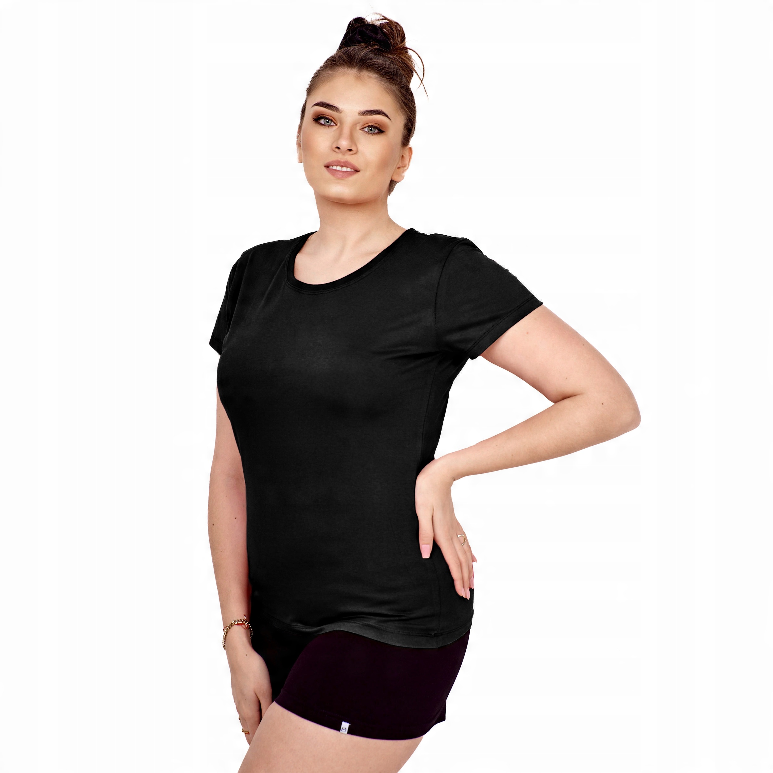 

Czarny T-shirt Damski Koszulka Z Krótki Rękaw XL