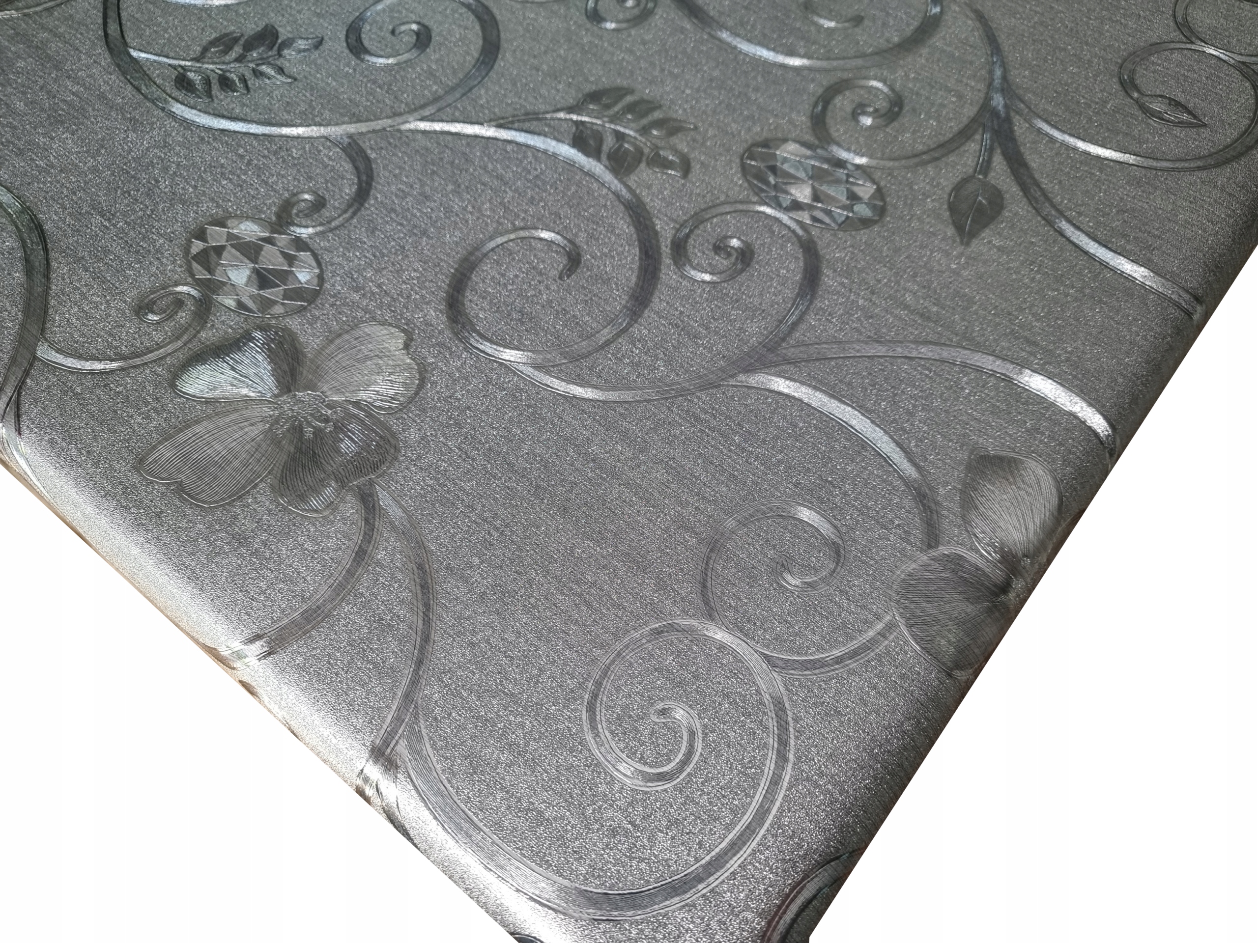 CERATA METALICZNA 3D OBRUSOWA SREBRNA KWIATY