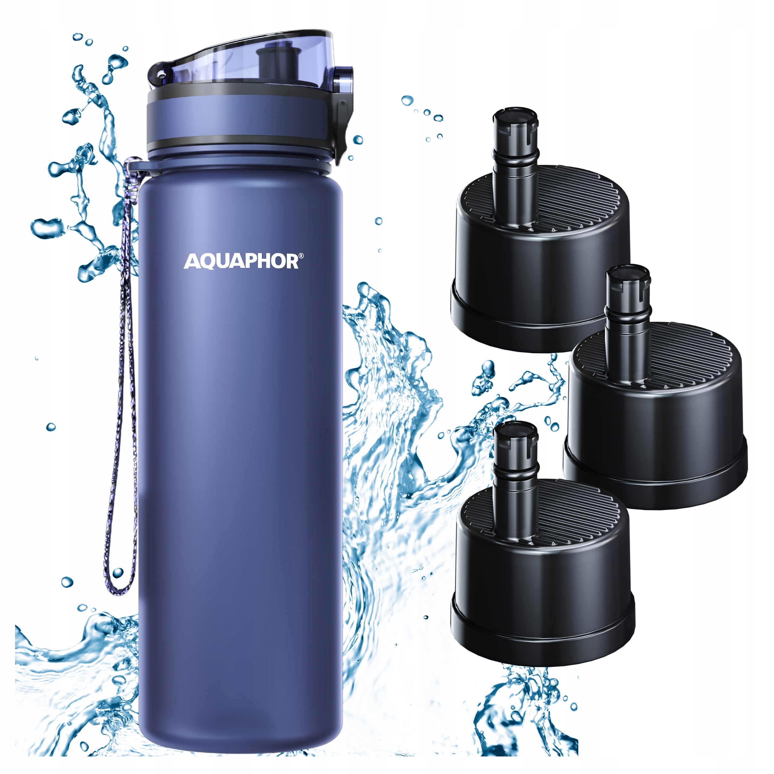 Filtrační láhev Filtr Lahev Na Pití Aquaphor City 800 ml, modrá 3 náplně