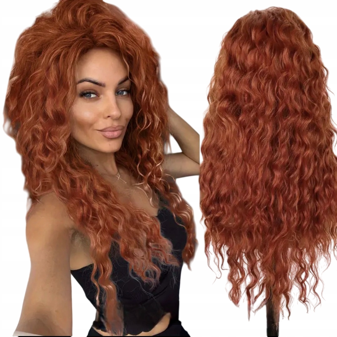 Peruka ruda afro loki kręcone włosy jak naturalne peruki damskie