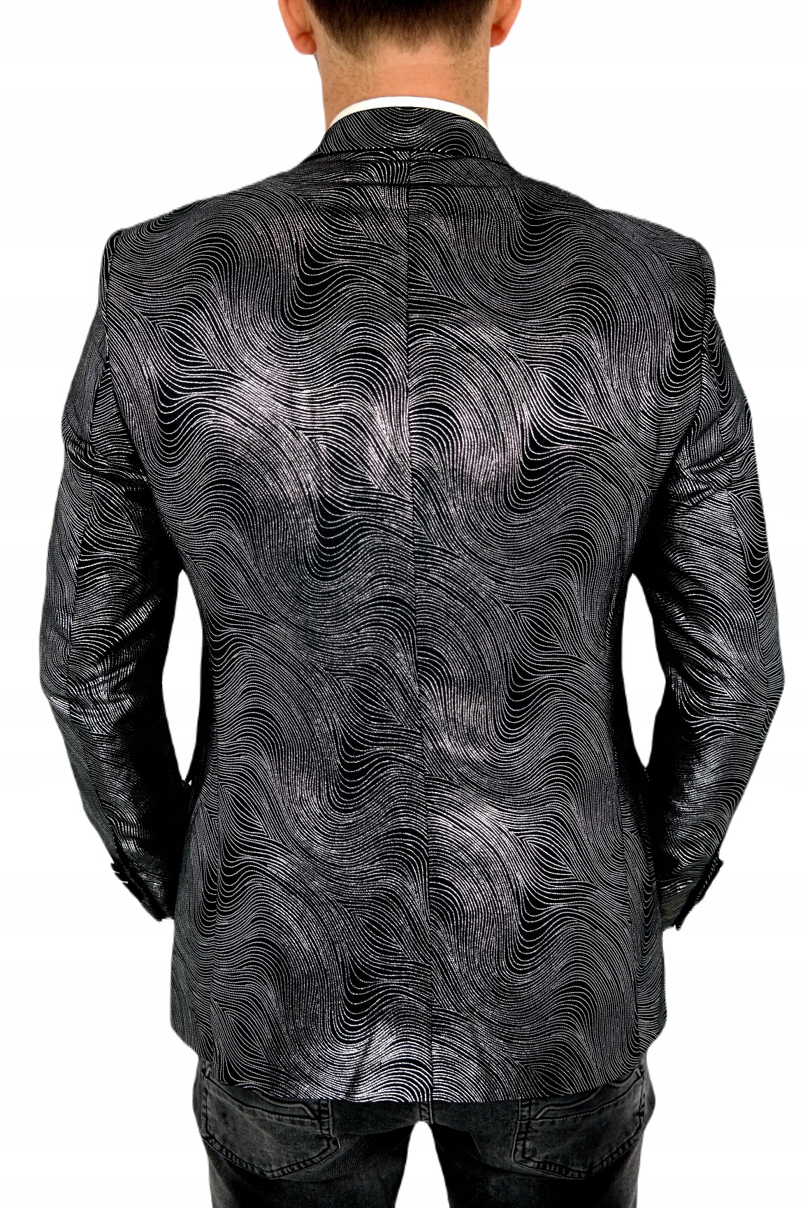 GIOVANNI PERA Marynarka męska DS03 srebrna 64 Rodzaj jednorzędowy