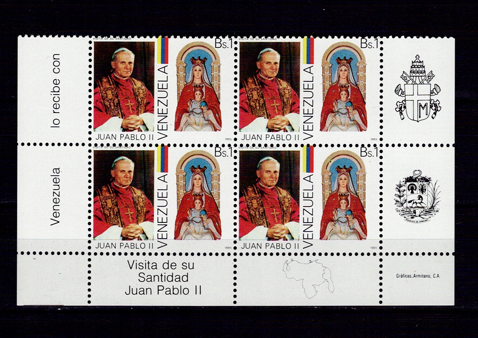 Jan Paweł II czwórki Wenezuela 1985 Chr 60