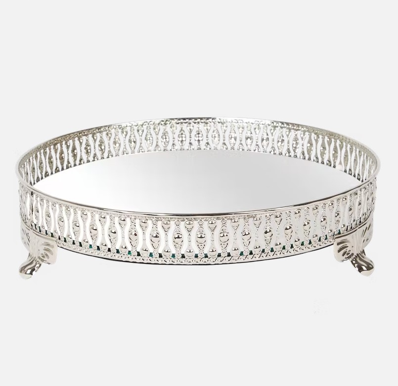 Srebrna taca lustrzana na nóżkach 24 cm Glamour EAN (GTIN) 8718964126460