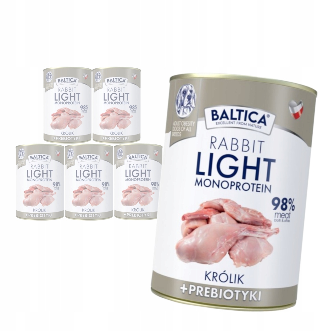 Baltica Monoprotein Light Królik 6x400g Niskokaloryczna Mokra Karma Dla Psa